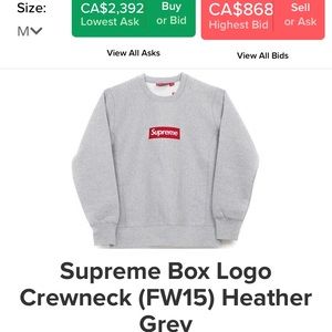 Supreme box logo crewneck heather grey